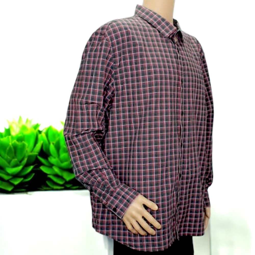 Calvin Klein Men's Victory Plaid Long Sleeve Button Down Shirt - Picture 4 of 15